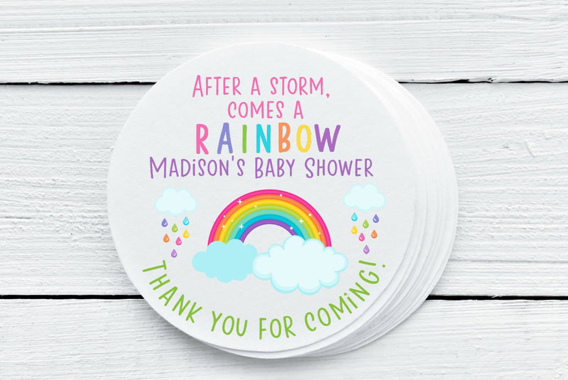 Rainbow Theme Baby Shower Favor Labels - Gift Tags - Several Sizes Available - RBW025 - Thatsawrapfavors