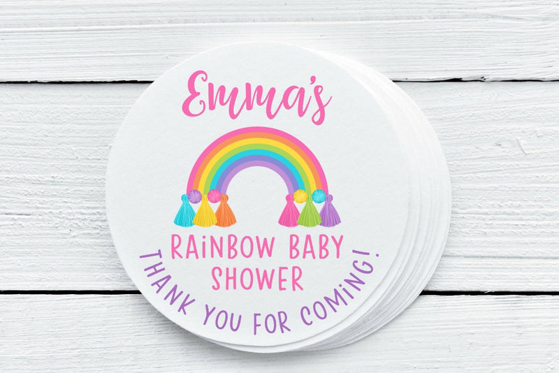 Rainbow Theme Baby Shower Favor Labels - Gift Tags - Several Sizes Available - RBW026 - Thatsawrapfavors