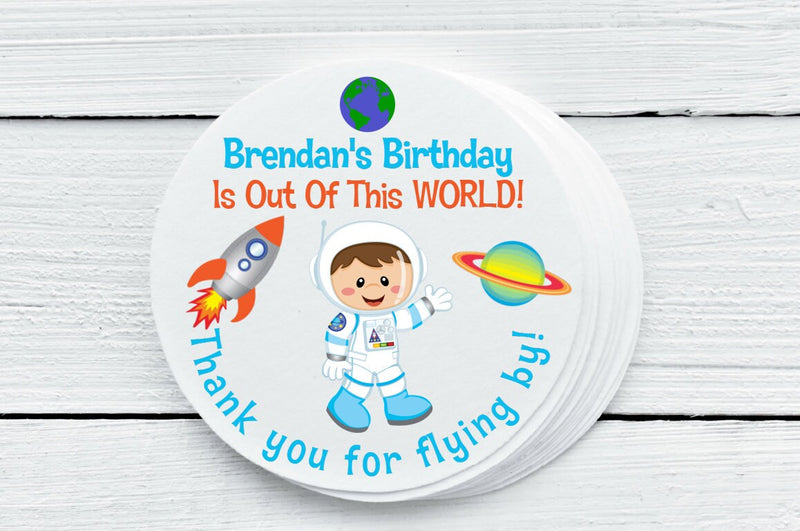 Astronaut Theme Birthday Party Favor Labels - Gift Tags - Several Sizes Available - AST025 - Thatsawrapfavors