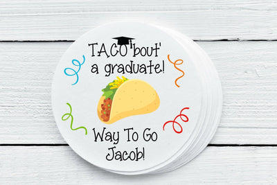 Taco Theme Graduation Favor Labels - Several Sizes Available - GRD031 - Thatsawrapfavors