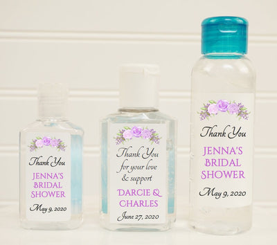 Lavender Floral Theme Bridal Shower or Wedding Hand Sanitizer Labels - LAV140 - LABELS ONLY :) - Thatsawrapfavors