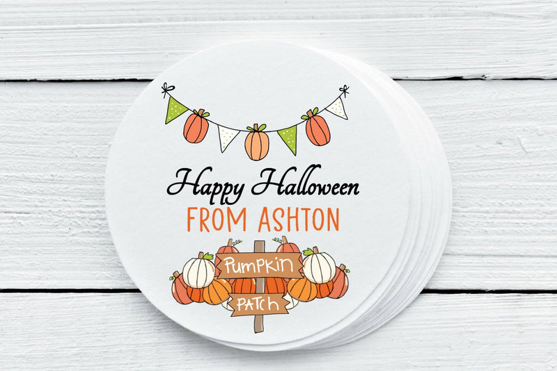 Halloween Pumpkin Patch Favor Labels - Gift Tags - Several Sizes Available - HAL031 - Thatsawrapfavors