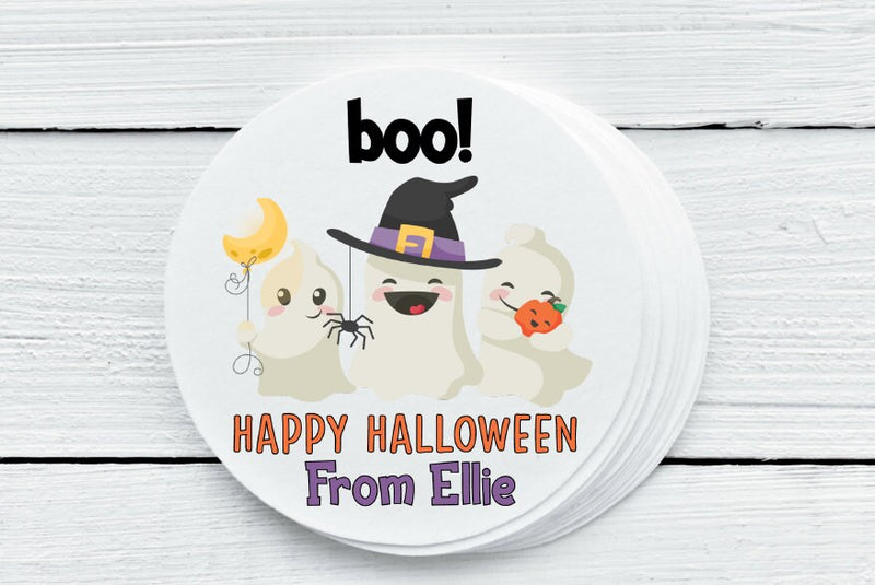 Halloween Cute Ghosts Favor Labels - Gift Tags - Several Sizes Available - HAL027 - Thatsawrapfavors