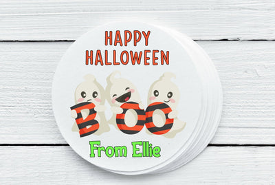 Halloween Ghosts Favor Labels - Gift Tags - Several Sizes Available - HAL030 - Thatsawrapfavors