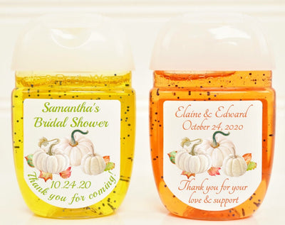 Fall White Pumpkin Theme Wedding or Bridal Shower Hand Sanitizer Labels - PUM102 - LABELS ONLY :) - Thatsawrapfavors