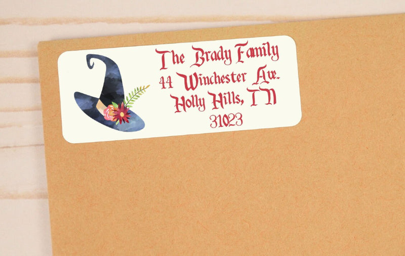 Halloween Witch Theme Return Address Labels - Mixture of 3 Designs - HAL400 - Thatsawrapfavors
