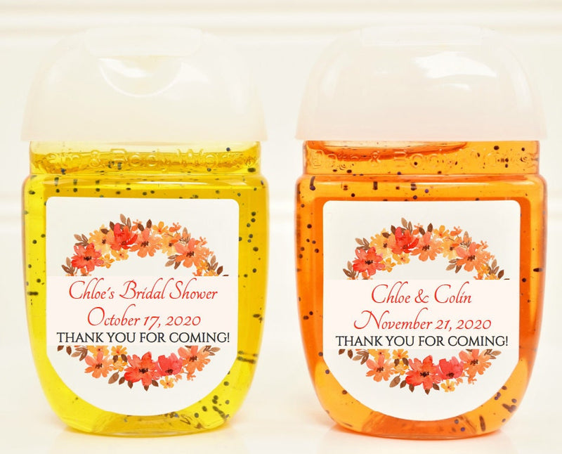 Fall Wreath Wedding or Bridal Shower Hand Sanitizer Labels - FAL102 - LABELS ONLY :) - Thatsawrapfavors