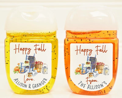 Fall Scene Thanksgiving Theme Hand Sanitizer Labels - FAL101 - LABELS ONLY :) - Thatsawrapfavors