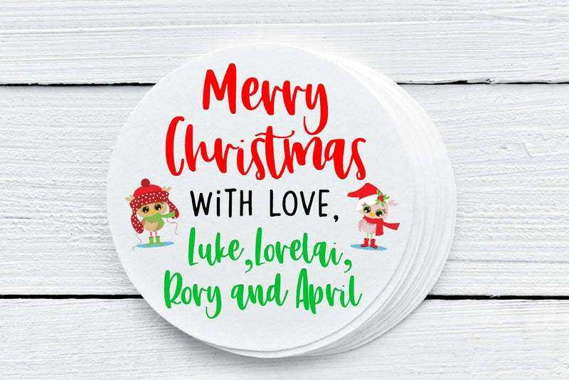 Christmas Bird Favor Labels - Gift Tag Stickers - Several Sizes Available - CHR032 - Thatsawrapfavors