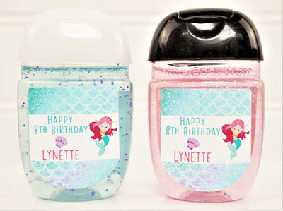 Mermaid Theme Birthday Party Hand Sanitizer Labels - MER101 - LABELS ONLY :) - Thatsawrapfavors