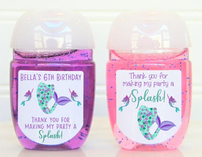 Mermaid Tail Theme Birthday Party Hand Sanitizer Labels - MER100 - LABELS ONLY :) - Thatsawrapfavors