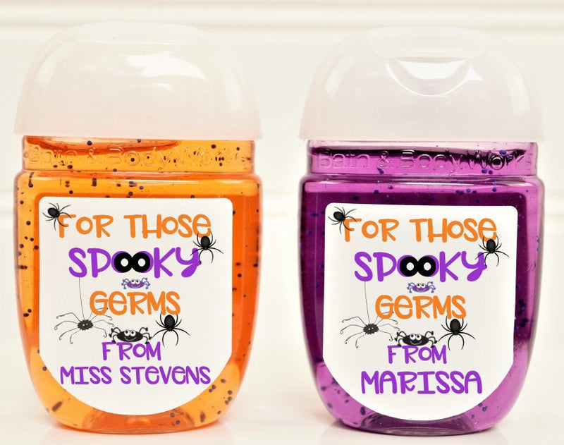 Halloween Spooky Spiders Theme Hand Sanitizer Labels - HAL100 - LABELS ONLY :) - Thatsawrapfavors