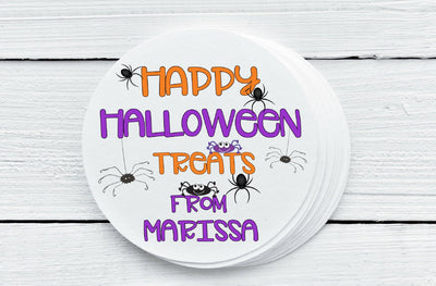 Halloween Spooky Spiders Favor Labels - Gift Tags - Several Sizes Available  -  HAL025 - Thatsawrapfavors