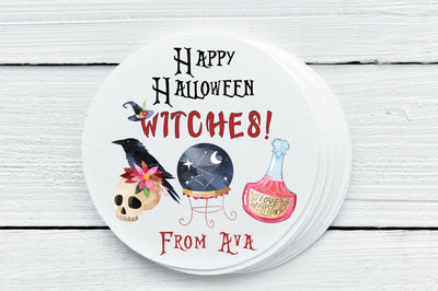 Halloween Witches Favor Labels - Gift Tags - Several Sizes Available  - HAL029 - Thatsawrapfavors