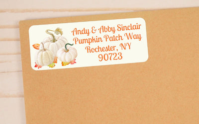 White Pumpkin Fall Return Address Labels - TKG401 - Thatsawrapfavors