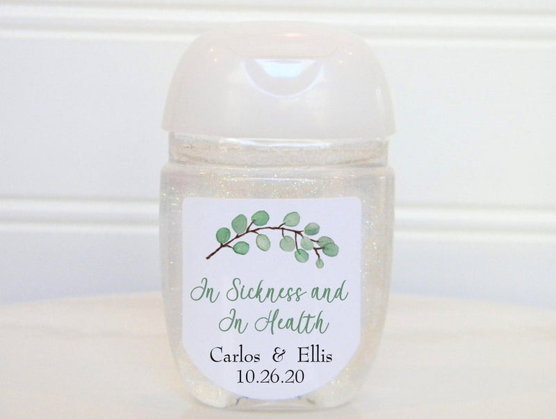 Eucalyptus Wedding Hand Sanitizer Favor Labels - EUC104 - LABELS ONLY :) - Thatsawrapfavors