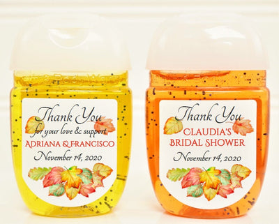 Fall Leaves Theme Wedding or Bridal Shower Hand Sanitizer Labels - FAL100 - LABELS ONLY :) - Thatsawrapfavors