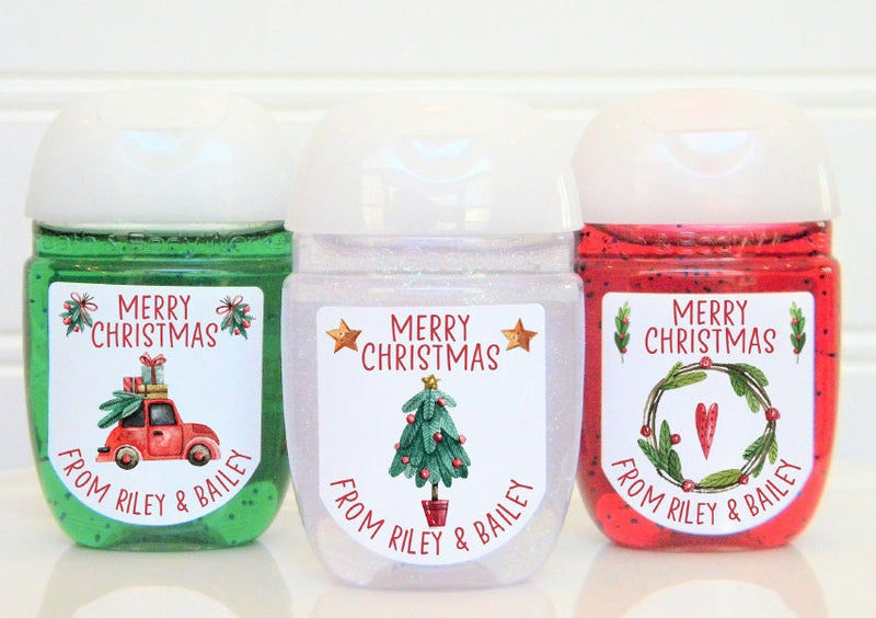 Christmas Trio Hand Sanitizer Labels - CHR109 - LABELS ONLY :) - Thatsawrapfavors