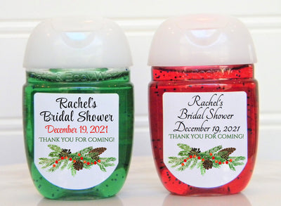 Christmas Pine Swag Hand Sanitizer Party Favor Labels - CWR106 - LABELS ONLY :) - Thatsawrapfavors