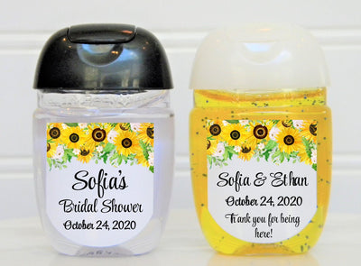 Sunflower Floral Wedding Bridal Shower Hand Sanitizer Favor Labels - SUN100 - LABELS ONLY :) - Thatsawrapfavors