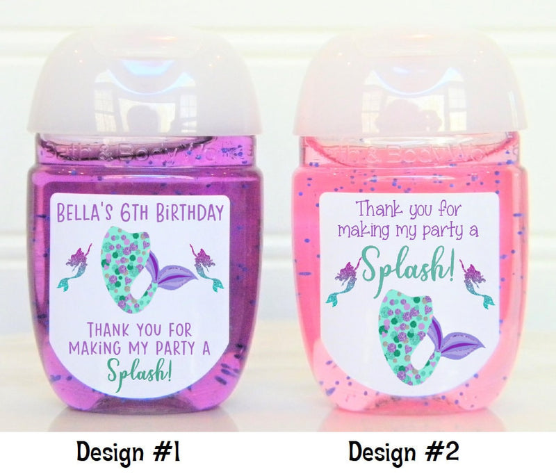Mermaid Tail Theme Birthday Party Hand Sanitizer Labels - MER100 - LABELS ONLY :) - Thatsawrapfavors
