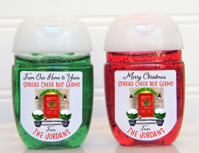 Christmas Red Door Hand Sanitizer Labels - CHR104 - LABELS ONLY :) - Thatsawrapfavors