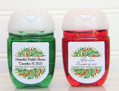 Christmas Pine Wreath Hand Sanitizer Party Favor Labels - CWR103 - LABELS ONLY :) - Thatsawrapfavors