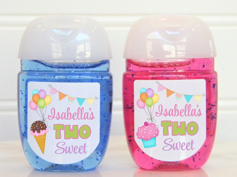 Two Sweet Birthday Hand Sanitizer Labels - 2nd Birthday - SWE100 - LABELS ONLY :) - Thatsawrapfavors