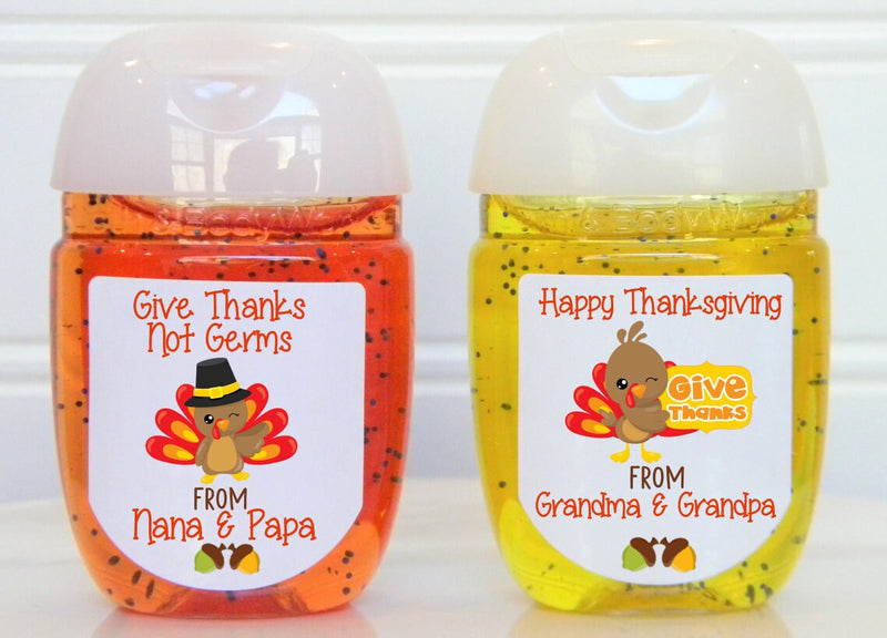Thanksgiving Winking Turkey Hand Sanitizer Labels, Includes both designs - TKG100 - LABELS ONLY - Thatsawrapfavors