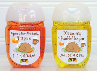 Thanksgiving Dinner Hand Sanitizer Labels - TKG101 - LABELS ONLY - Thatsawrapfavors