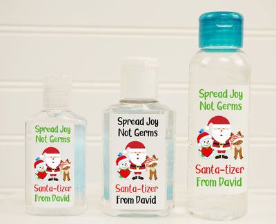 Santa-tizer Hand Sanitizer Favor Labels - Several Sizes to Choose From - CHR140 - LABELS ONLY :) - Thatsawrapfavors