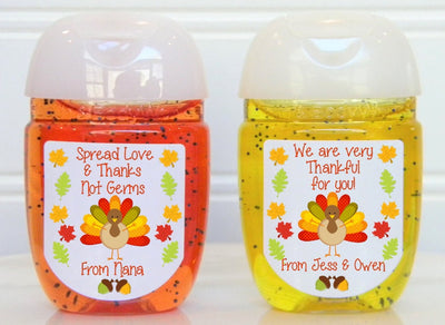 Thanksgiving Turkey Hand Sanitizer Labels - TKG113 -  LABELS ONLY - Thatsawrapfavors