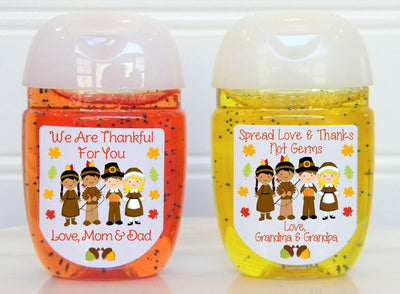 Thanksgiving Pilgrims and Indians Hand Sanitizer Labels - TKG111 - LABELS ONLY - Thatsawrapfavors