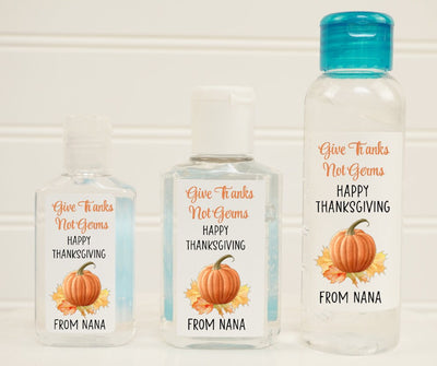 Thanksgiving Pumpkin Hand Sanitizer Favor Labels - TKG141 - LABELS ONLY :) - Thatsawrapfavors