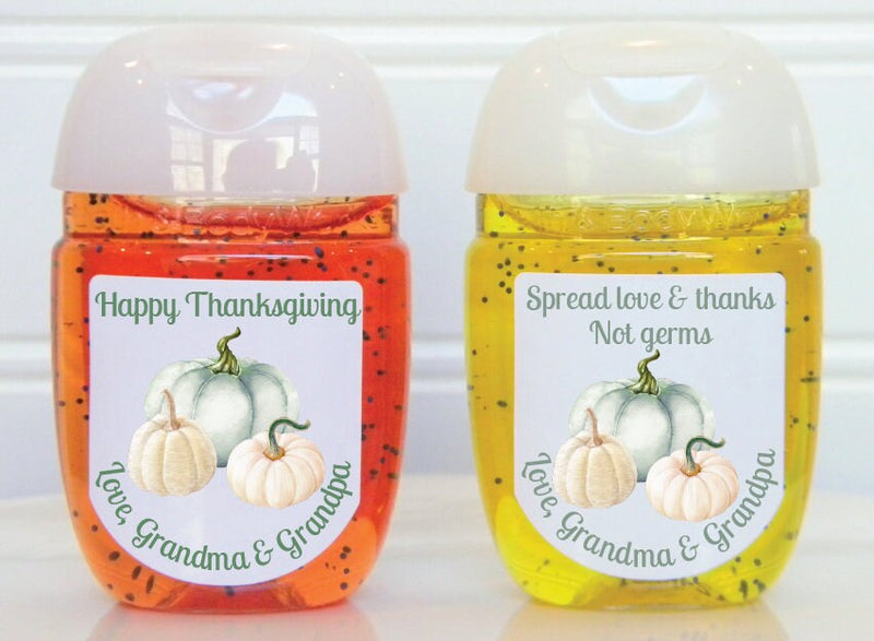 Thanksgiving Pastel Pumpkins Hand Sanitizer Labels - TKG105 - LABELS ONLY :) - Thatsawrapfavors