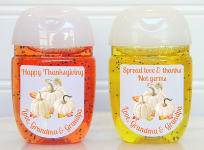 Thanksgiving White Pumpkins Hand Sanitizer Labels - TKG106 - LABELS ONLY - Thatsawrapfavors
