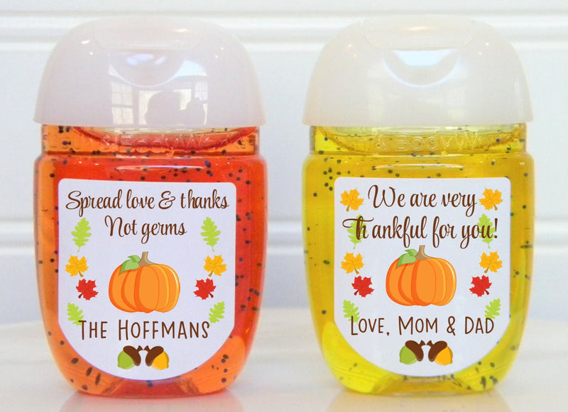 Thanksgiving Pumpkin Hand Sanitizer Labels - TKG103 - LABELS ONLY :) - Thatsawrapfavors