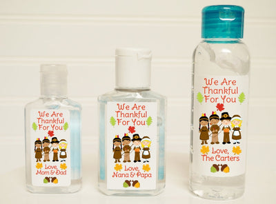 Thanksgiving Pilgrims and Indians Hand Sanitizer Favor Labels - TKG142 - LABELS ONLY :) - Thatsawrapfavors