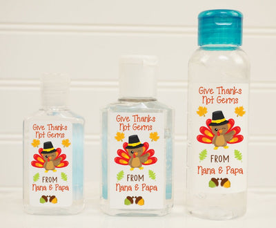 Thanksgiving Winking Turkey Hand Sanitizer Favor Labels - TKG140 - LABELS ONLY :) - Thatsawrapfavors