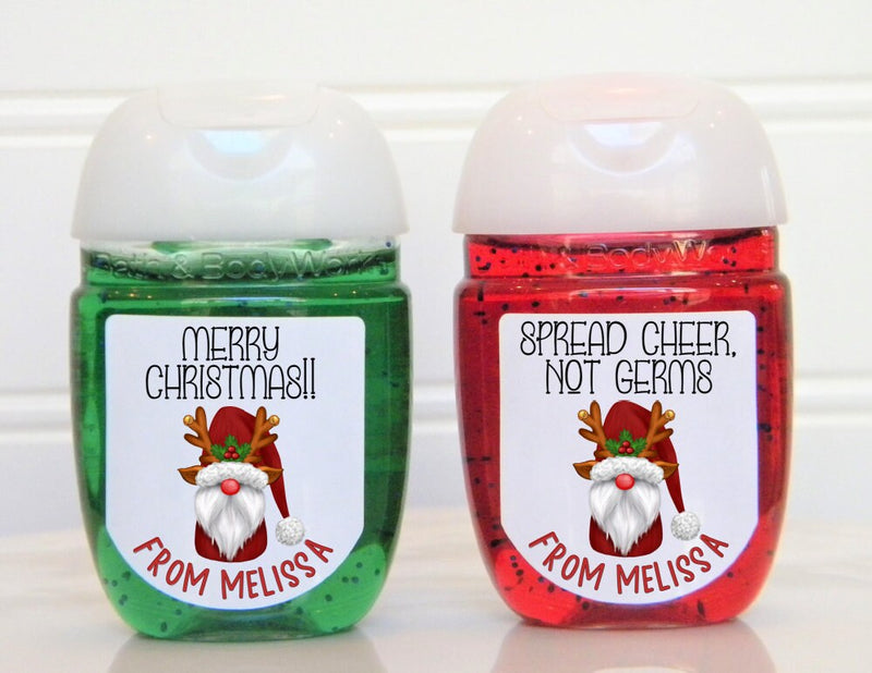 Christmas Gnomes Party Favor Hand Sanitizer Labels - CHR106 - LABELS ONLY :) - Thatsawrapfavors