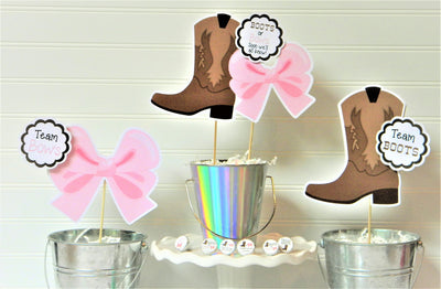 Boots or Bows Gender Reveal Centerpieces DIGITAL FILES ONLY - YOU PRINT - IMMEDIATE DOWNLOAD - Thatsawrapfavors