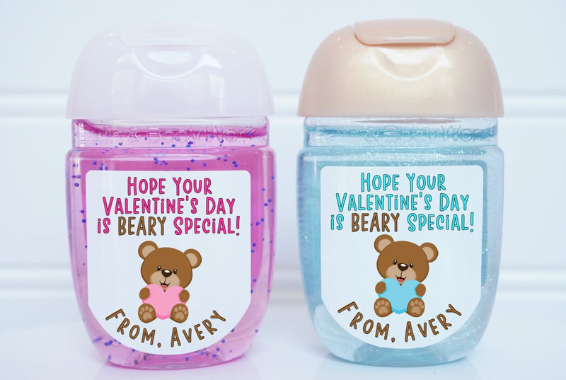 Valentines Teddy Bear Hand Sanitizer Labels - VAL107 - LABELS ONLY :) - Thatsawrapfavors