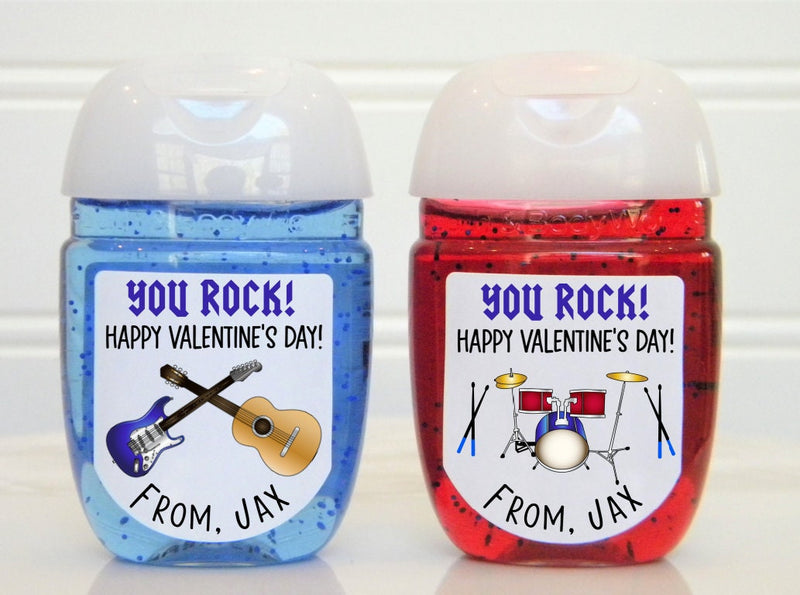 Valentines Rock Star Band Hand Sanitizer Labels - VAL105 - LABELS ONLY :) - Thatsawrapfavors