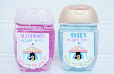 Carnival Circus Theme Hand Sanitizer Birthday Party Favors - LABELS ONLY - CAR101 - Thatsawrapfavors