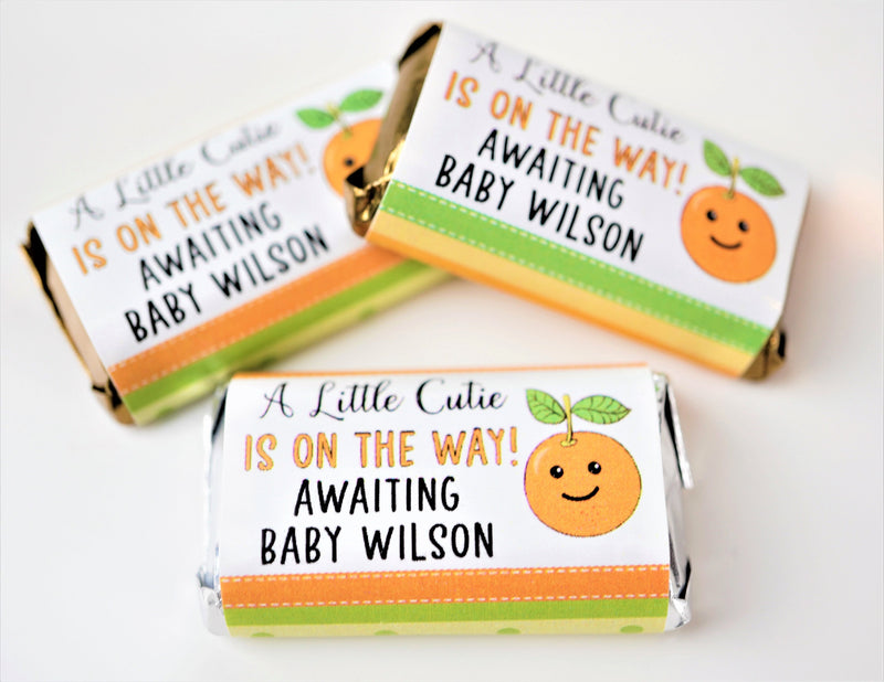 Cutie Orange Theme Baby Shower Hershey Miniatures Labels - CUT340 - STICKERS ONLY :) - Thatsawrapfavors