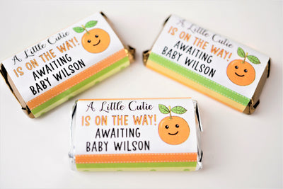 Cutie Orange Theme Baby Shower Hershey Miniatures Labels - CUT340 - STICKERS ONLY :) - Thatsawrapfavors