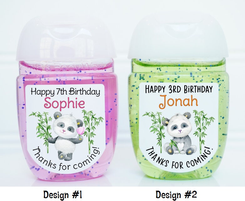 Panda Theme Birthday Hand Sanitizer Labels - PAN101 - LABELS ONLY :) - Thatsawrapfavors