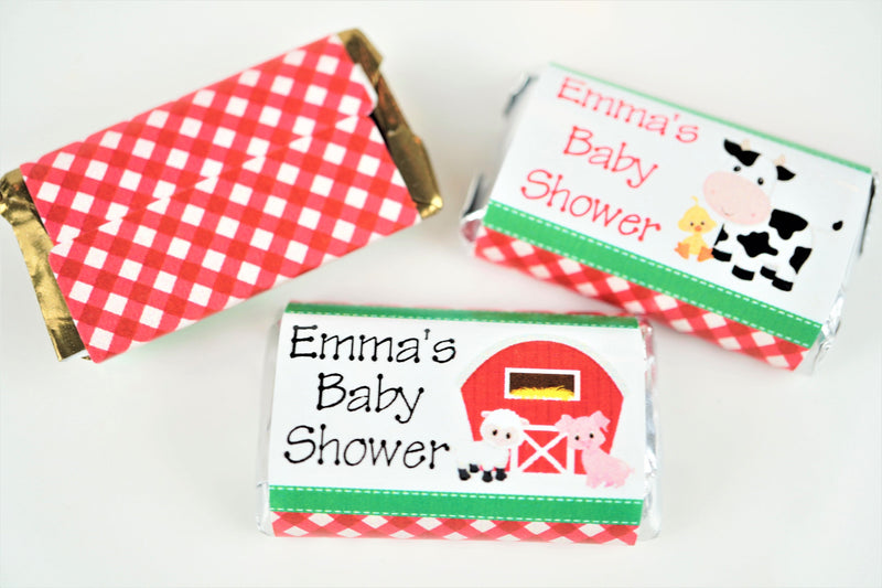 Farm Theme Baby Shower Hershey Miniatures Labels - FAR341 - STICKERS ONLY :) - Thatsawrapfavors
