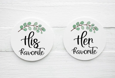His and Her Favorite Eucalyptus Swag Wedding Labels - Sticker Gift Tags - Several Sizes Available -EUC026 - Thatsawrapfavors