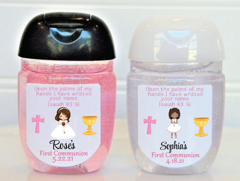 First Communion Hand Sanitizer Labels - FCC103 - LABELS ONLY :) - Thatsawrapfavors